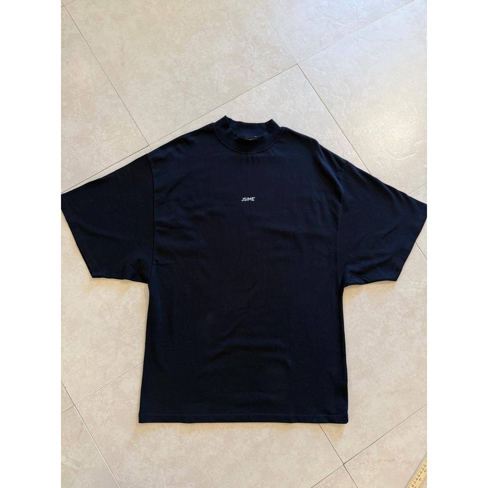 JSIME Exclusive Collectors Series Black Cotton Mock Neck Oversized T-Shirt Small
